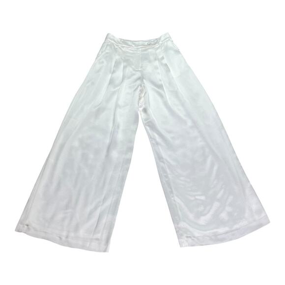 Anna Quan NWT Ivory Satin Mateo Wide Leg Pleated Pants Size 10 AU 6 US - Picture 3 of 6